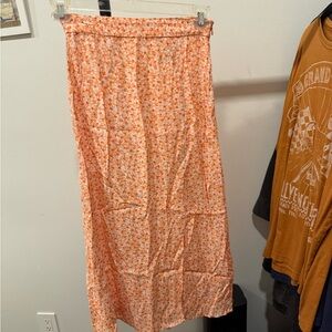 H&M Orange Midi A-Line Skirt for Casual Wear